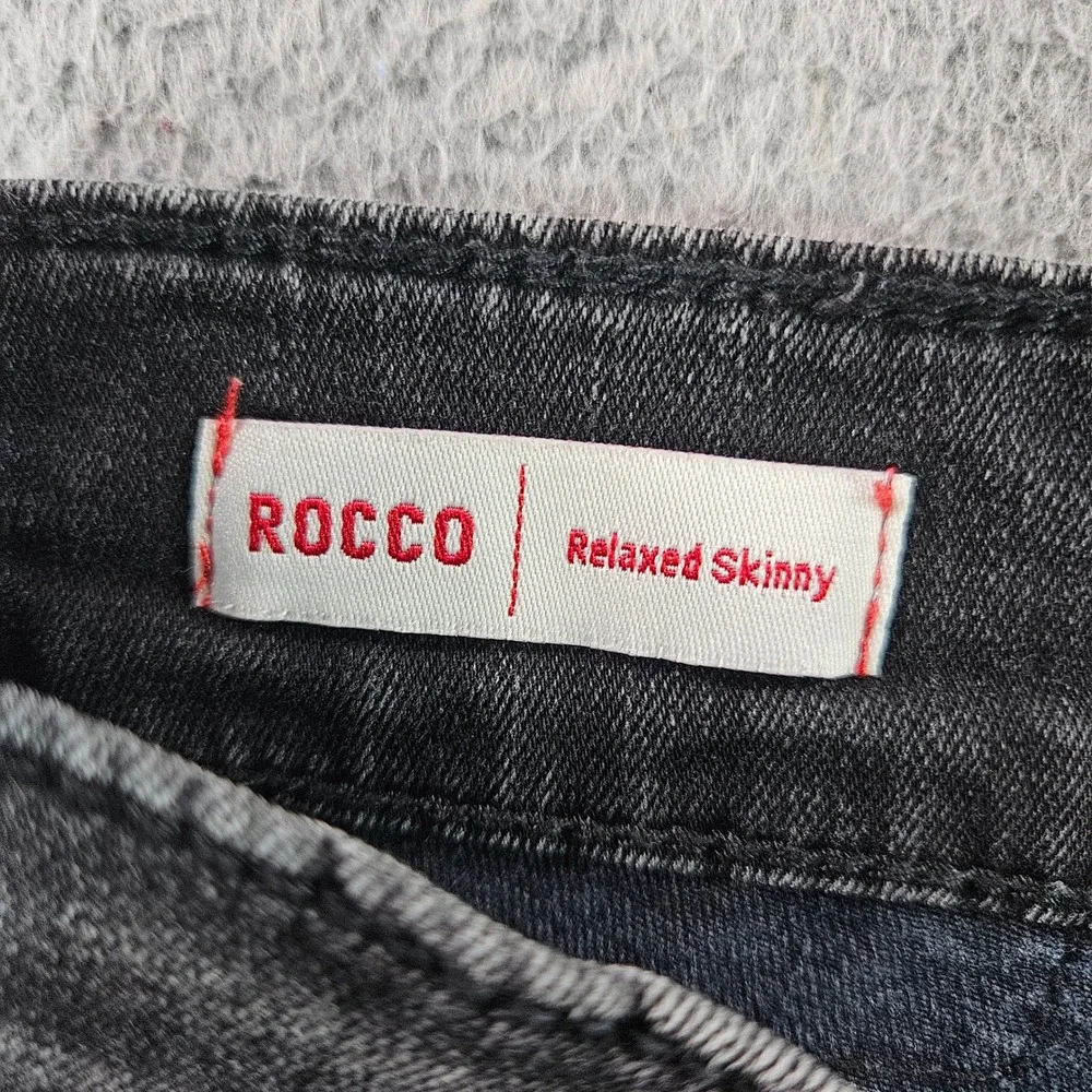 True Religion Rocco Relaxed Skinny Moto Jeans Blue Black 36x33